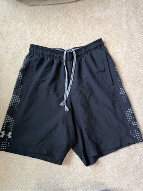 Under Armour Black Athletic Shorts with Gray Drawstring